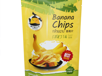 定制印刷可回收可再密封塑料铝立式拉链袋香蕉车前草片包装袋